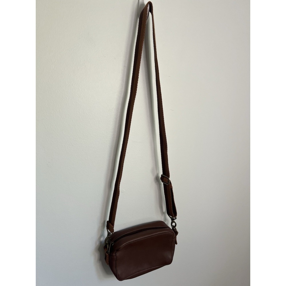 Thirty-One Bag Brown Crossbody Zipper Faux Leather Purse‎ Adjustable Strap